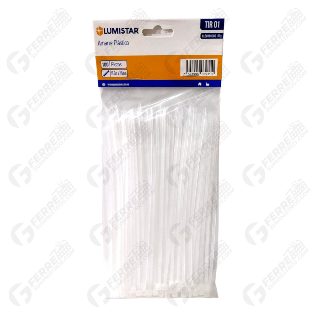 Tirrap Plástico Blanco 15cm LUMISTAR