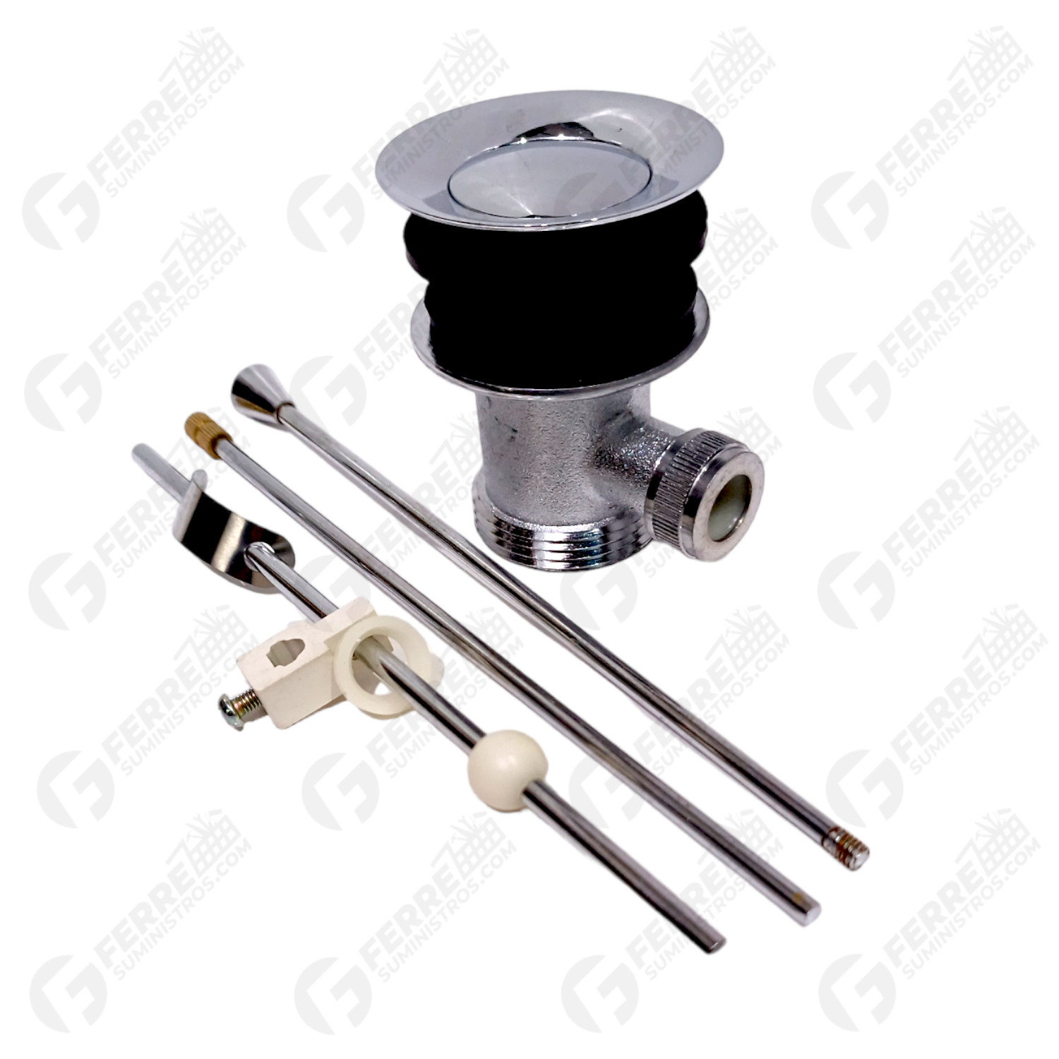 Desagüe Automático para Lavamanos Metálico Cromado Salida 1-1/2"