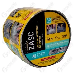 Cinta Impermeabilizante de Butilo y Aluminio 4" x 5 Metros ZASC