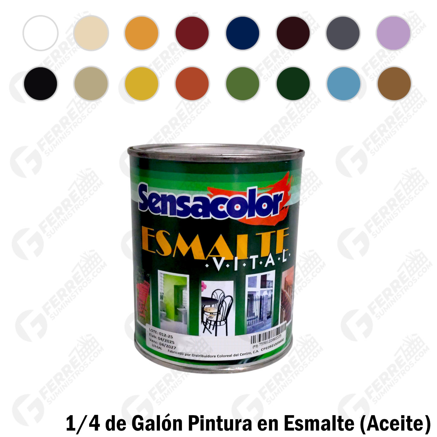 Pintura de Esmalte (Aceite) Brillante en 1/4GL VITAL SENSACOLOR