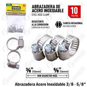 Abrazadera Acero Inoxidable de 3/8″ a 5/8″ COVO (Unidad)