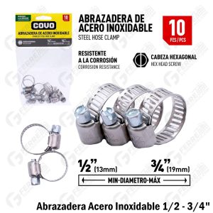 Abrazadera Acero Inoxidable de 1/2" a 3/4" COVO (Unidad)