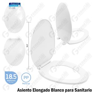 Asiento con Tapa Elongado Blanco para Sanitario o Poceta GRIVEN - Modelo GVB-TS-19-W