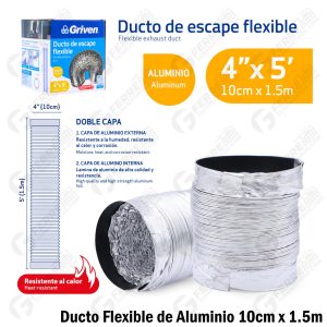 Ducto Flexible de Aluminio 10cm x 1.5m GRIVEN