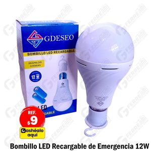 Bombillo LED de Emergencia Recargable 12W GDESEO