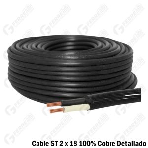 Cable ST Negro 2 x 18 100% Cobre Uso Rudo Detallado por Metro