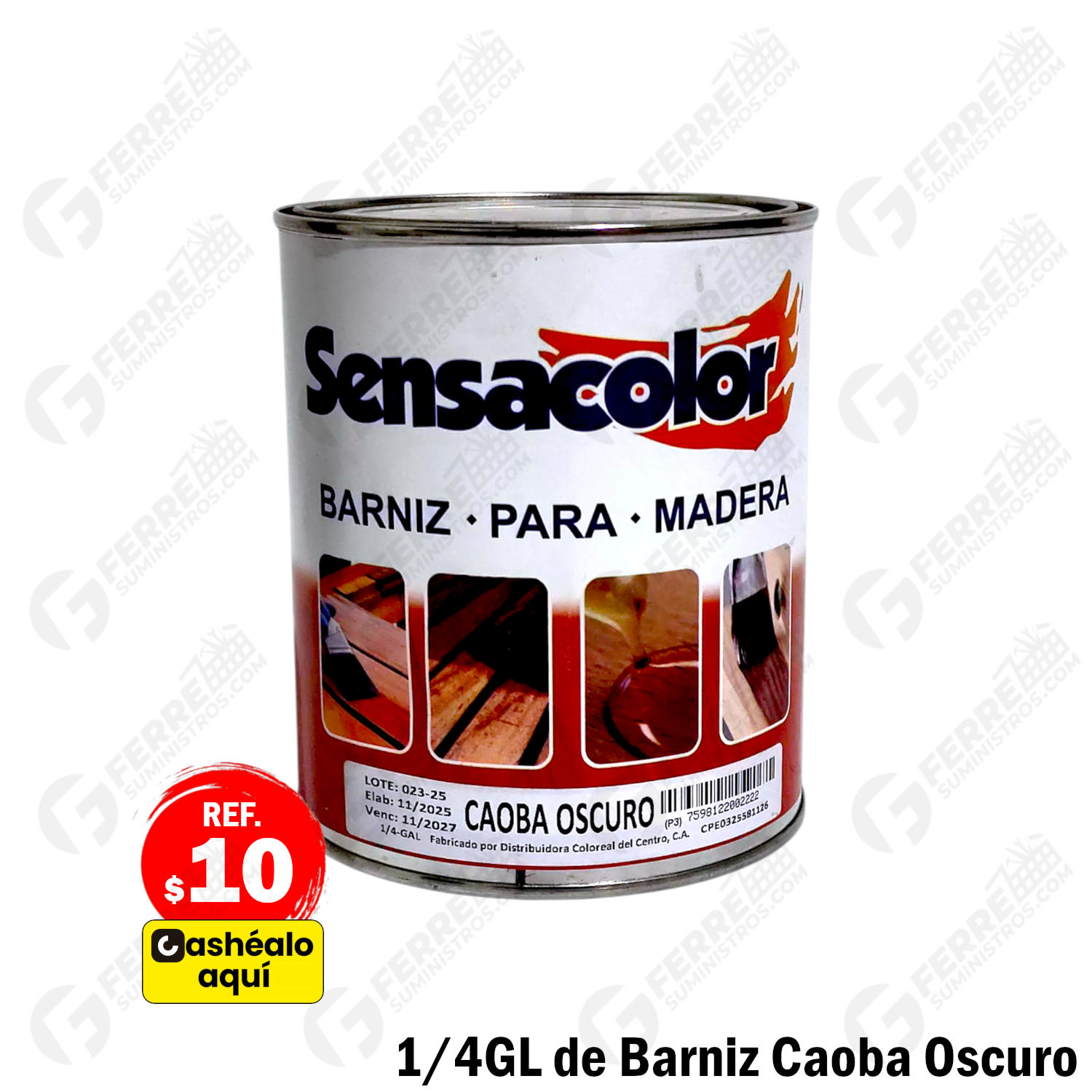 Barniz Caoba Oscuro en 1/4GL SENSACOLOR