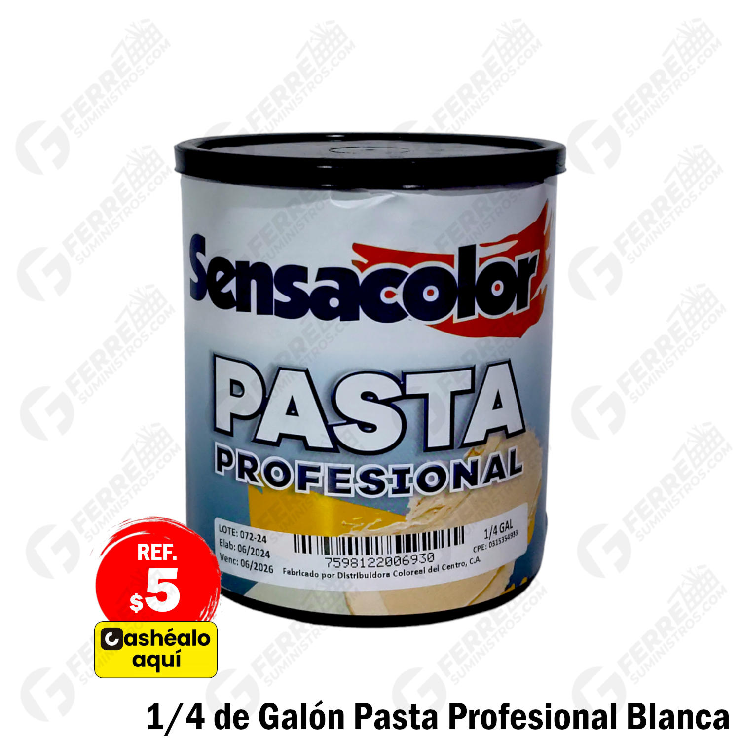 Pasta Profesional Blanca para Paredes en 1/4GL SENSACOLOR