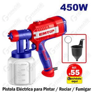 Pistola Eléctrica para Rociar, Fumigar y Pintar 450W EMTOP