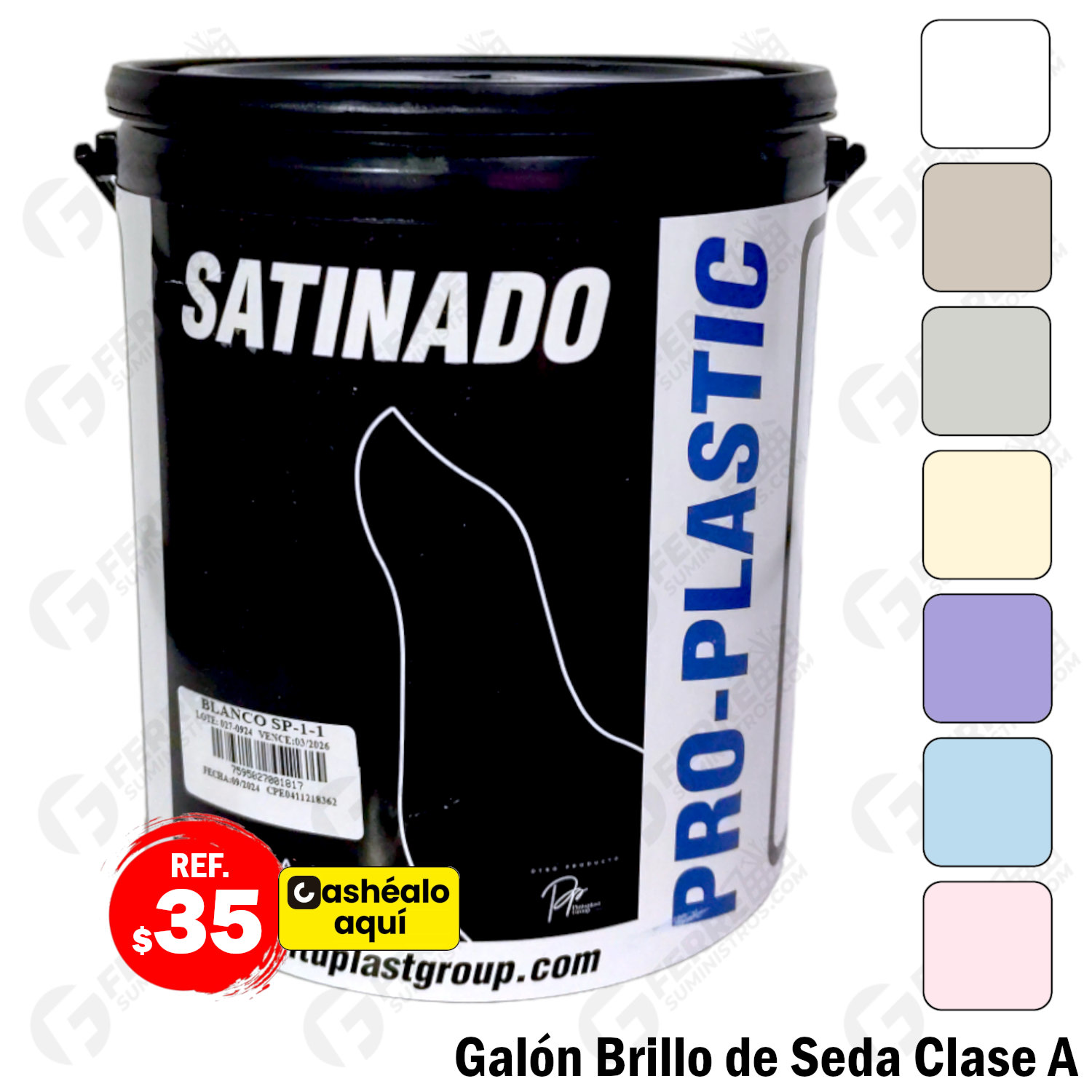 Pintura Satinada Clase "A" Brillo de Seda en Galón PROPLASTIC