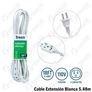 Cable Extensión Blanca AWG 2x16 18ft 5.48m TROEN