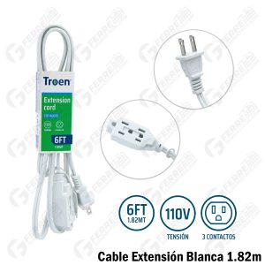 Cable Extensión Blanca AWG 2×18 6ft 1.82m TROEN