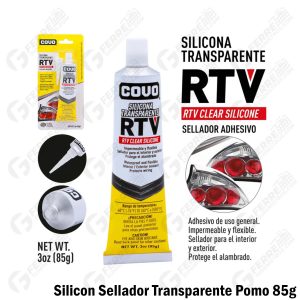 Silicon Sellador Acético Transparente RTV Pomo 85g COVO