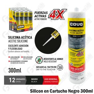 Silicon en Cartucho Negro 300ml COVO
