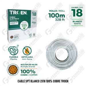 Cable Spt Blanco 2X18 100% Cobre TROEN