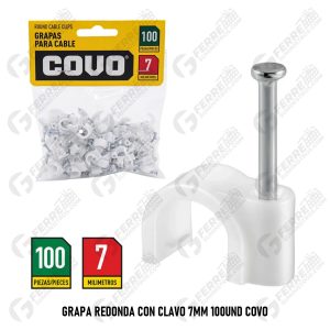 Grapa Redonda con Clavo 7mm 100und COVO