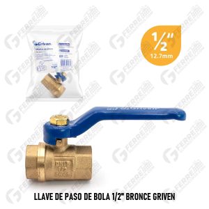 Llave De Paso De Bola 1/2" Bronce GRIVEN