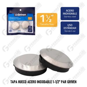 Tapa Hueco Acero Inoxidable 1 1/2 Par Griven