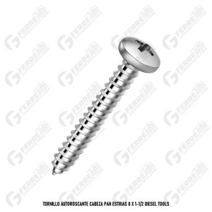 Tornillo Autoroscante Cabeza Pan Estrias 8 X 1-1/2 DIESEL TOOLS