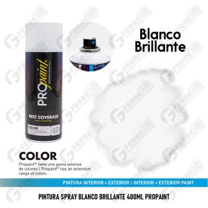 Pintura Spray Blanco Brillante 400ml Interior y Exterior PROPAINT