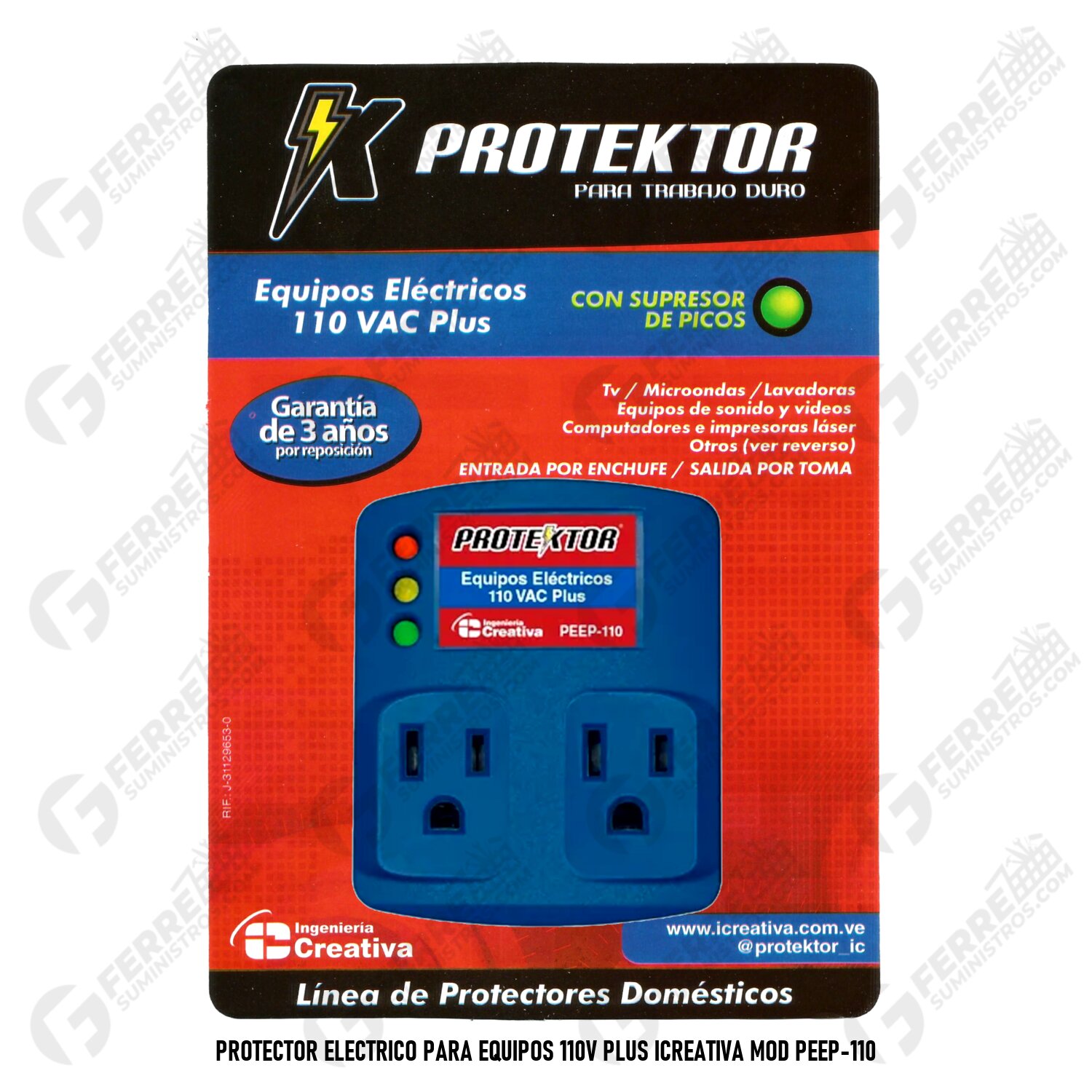 Protector Eléctrico para Equipos 110V Plus ICREATIVA Mod PEEP-110