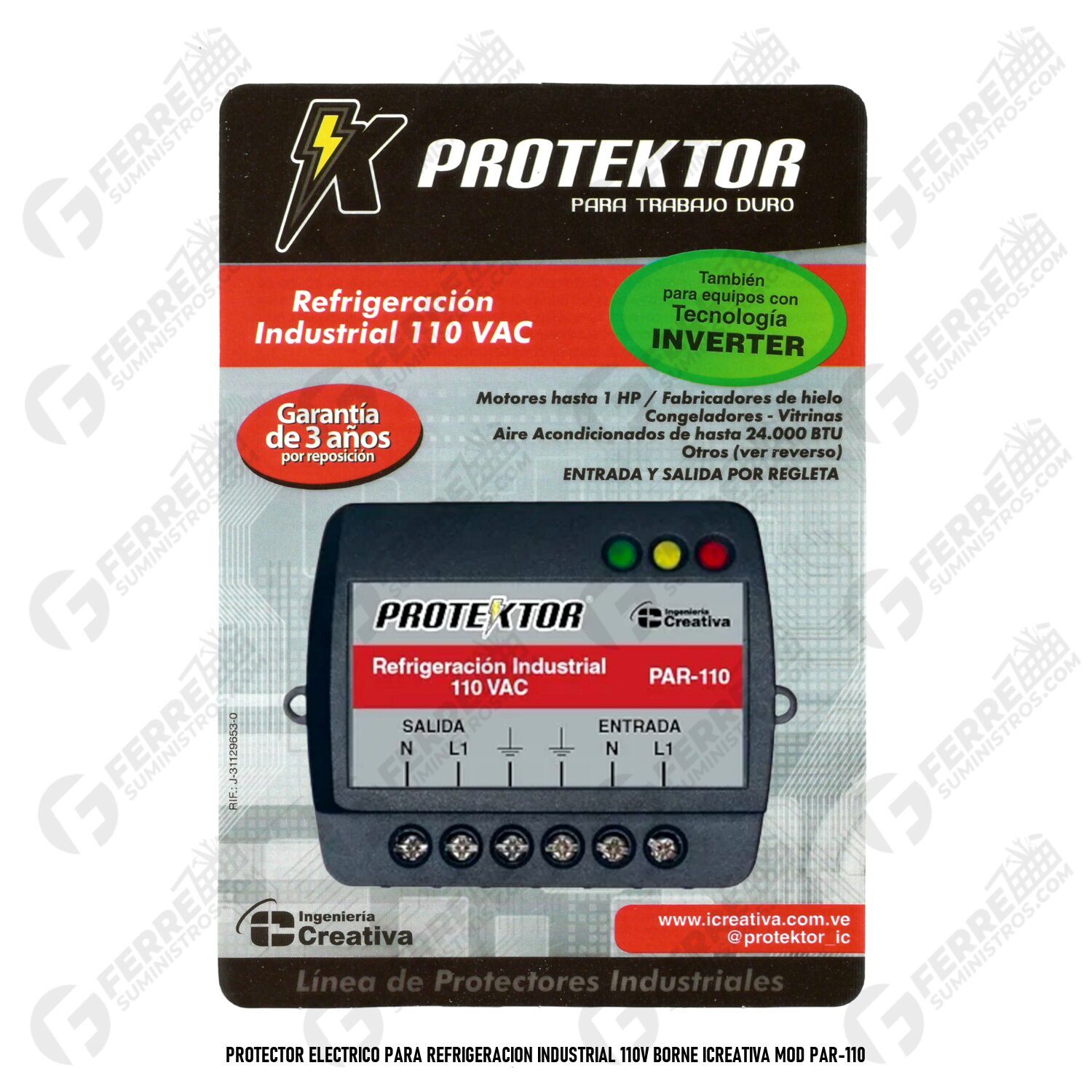 Protector Eléctrico para Refrigeración Industrial 110V Borne ICREATIVA Mod PAR-110