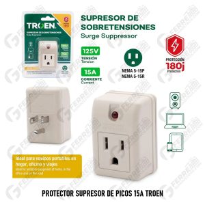 Supresor de Sobretensiones 15A 125V 180J Protector de Voltaje TROEN