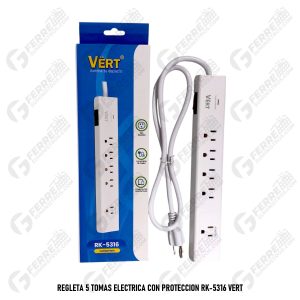 Regleta 5 Tomas Electrica con Proteccion RK-5316 VERT