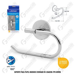 Soporte para Papel Higiénico Cromado GV-CH60200-TPH GRIVEN