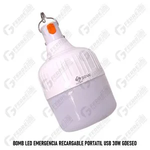 Bombillo LED Emergencia Recargable Portatil USB 30W GDESEO