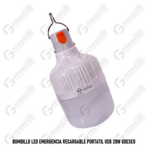 Bombillo LED Emergencia Recargable Portatil USB 20W Gdeseo