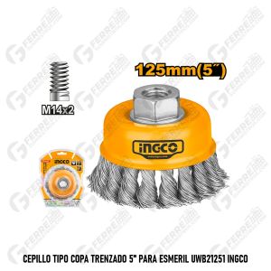Cepillo Tipo Copa Trenzado 5" para Esmeril UWB21251 INGCO