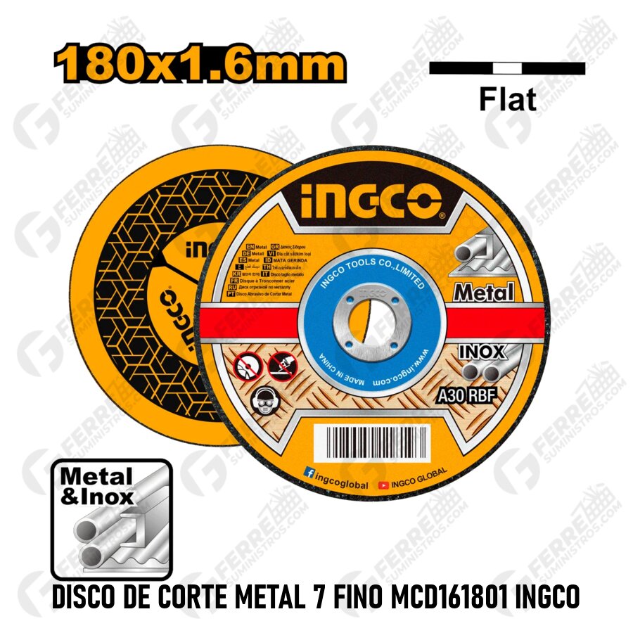 Disco de Corte Metal 7 Fino MCD161801 INGCO