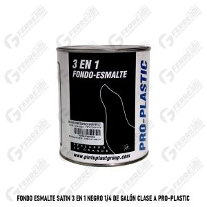 Fondo Esmalte Satin 3 en 1 Negro 1/4 de Galón Clase A PRO-PLASTIC