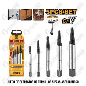 Juego de Extractor de Tornillos 5 Pzas ASE008 INGCO