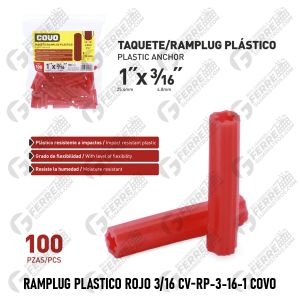 Ramplúg Plástico Rojo 3/16 CV-RP-3-16-1 COVO