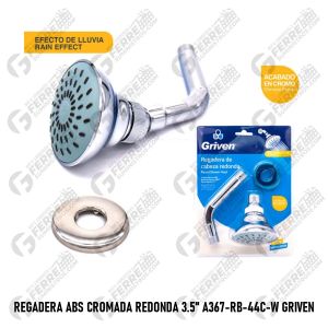 Regadera de Cabeza Redonda 3 1/2" Efecto Lluvia A367-RB-44C-W GRIVEN