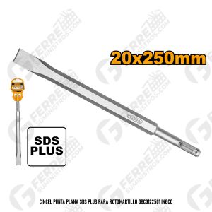 Cincel Punta Plana SDS Plus 20x250mm para Rotomartillo INGCO