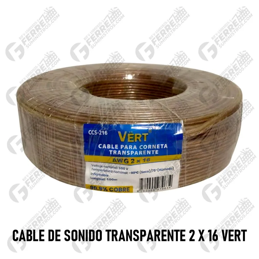 Cable de Sonido Transparente 2 x 16 VERT