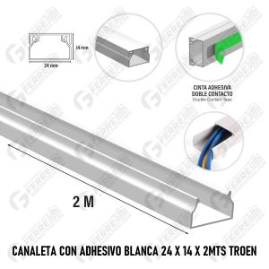 Canaleta con Adhesivo Blanca 24 X 14 X 2Mts TROEN
