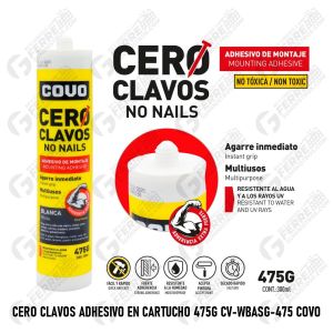 Cero Clavos Adhesivo en Cartucho 475g CV-WBASG-475 COVO