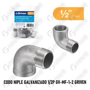 Codo Niple Galvanizado 1/2P GV-MF-1-2 GRIVEN