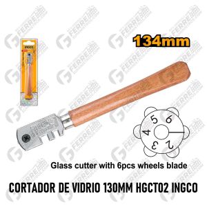 Cortador de Vidrio 130 mm con 6 Ruedas HGCT02 INGCO