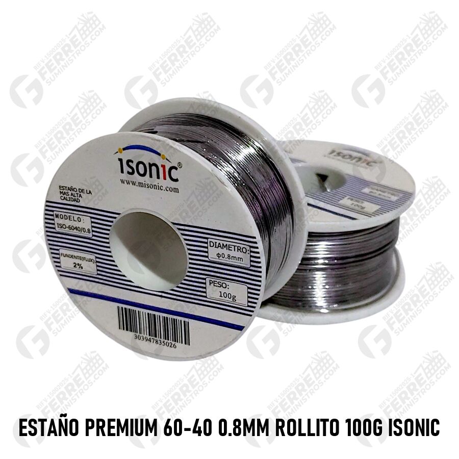 Estaño Premium 60-40 0.8mm Rollito 100gr con Fundente 2% ISONIC