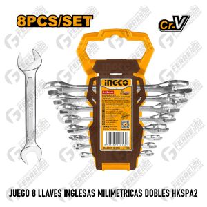 Juego de 8 Llaves Inglesas Milimétricas Dobles HKSPA208B INGCO