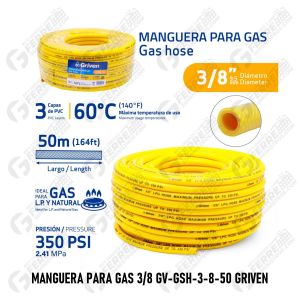 Manguera para Gas 3/8 GV-GSH-3-8-50 GRIVEN