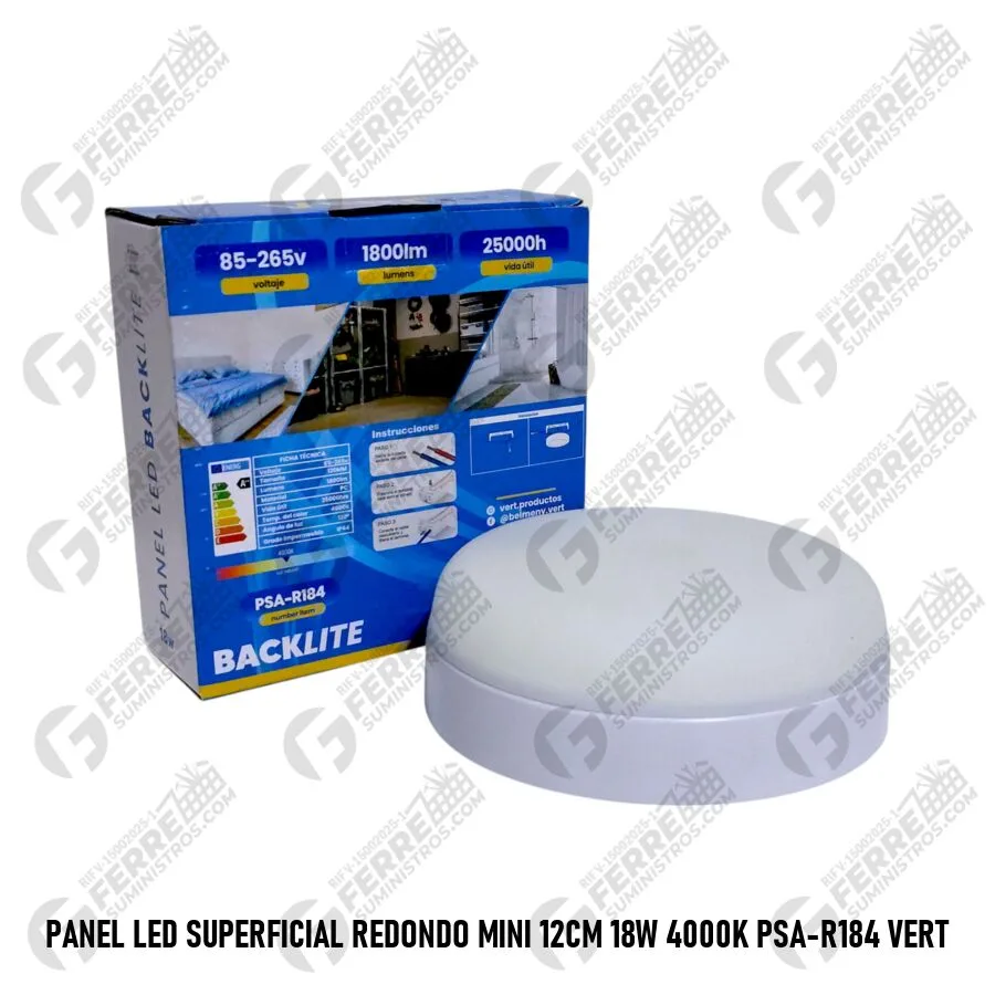 Panel LED Superficial Redondo Mini 12 cm 18W 4000K PSA-R184 VERT