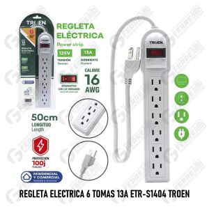 Regleta Eléctrica 6 Tomas 13A ETR-S1404 TROEN