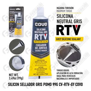 Silicon Sellador Gris Pomo 99g CV-RTV-GY COVO