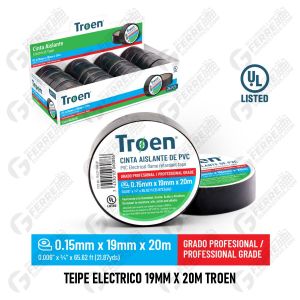 Teipe Eléctrico PVC 0.15mm x 19mm x 20m TROEN